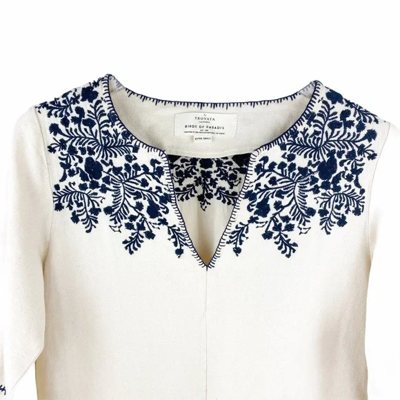 Anthropologie TROVATA Birds of Paradise Nina Linen Shift Dress XS - Picture 6 of 11